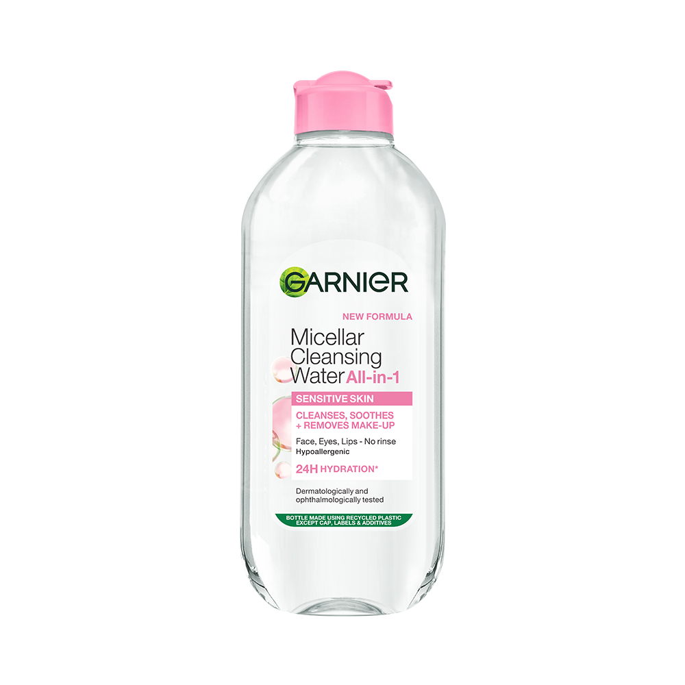 Garnier Micellar Cleansing Water med lyserødt låg